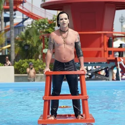 marilyn manson working as a lifeguard at the waterpark
