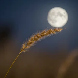 blade of grass, full moon, bokeh