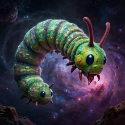 a huge cosmic catterpillar devouring the universe. dreadful, concept art by greg rutkowski