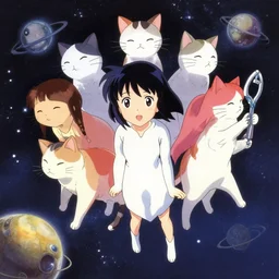 catgirls in space by haruko ichikawa, kyoto animation, square enix makoto shinkai artgerm