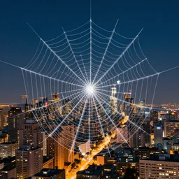 cobweb in the city, creative photo manipulation, photoshop, digital art