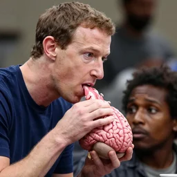 demon mark zuckerberg eating the brains of the poor facebook users