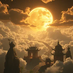 ilustration of 🇪🇬 👽, 🛸 in the sky, fantasy, detailed, volumetric lighting, intricate details, raytracing, great complexity, cinematic, film, 1 2 8 k, octane render, trending on artstation by james c christensen and mandy jurgens