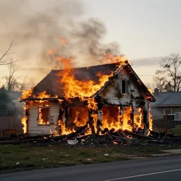 golden hour, bad weather, ultrahd, ultra sharp, hyper detailed, 8 k, shot on 3 5 mm film camera, smooth sharp forcus, realism, tumblr aesthetic, a house burning down aesthetic,