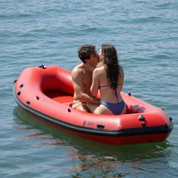 a kissed out red floatboat
