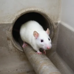 elusive white drain rat in the drain pipes