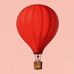 red weather airballoon, drawn by jean giraud and moebius, red tones, flat colors