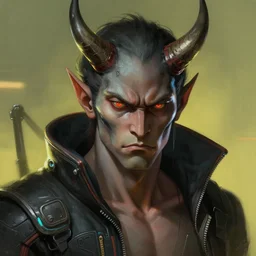 portrait, cyberpunk japanese oni demon with horns, stern expression, cyberpunk 2 0 7 7, highly detailed, digital painting, artstation, concept art, smooth, sharp focus, illustration, artgerm, tomasz alen kopera, peter mohrbacher, donato giancola, joseph christian leyendecker, wlop, frank frazetta