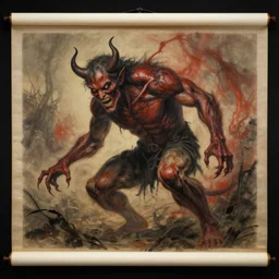 scroll painting, matt damon is infested by a demon