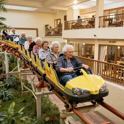 a rollercoaster inside of a senior retirement home