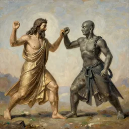 jesus fighting buddha, by caspar david friedrich