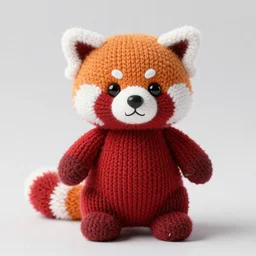 a knitted red panda