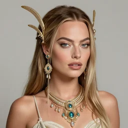 Margot Robbie as a Tribal Goddess, cute, fantasy, intricate, elegant, highly detailed, digital painting, 4k, HDR, concept art, smooth, sharp focus, illustration, art by artgerm and H R Giger and alphonse mucha