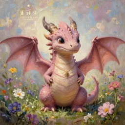 medieval fantasy, realism, soft oil painting, a friendly cute dragon character, surrounded by wildflowers, art by larry elmore, and ted nasmith, and brothers hildebrandt, and paul bonner, and boris vallejo, and gerald brom, high - readability, intricately detailed, elegant, pastel, joyful