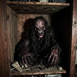 grainy photo of a mothman as a creepy monster in a closet, harsh flash