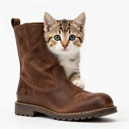 a kitten in a big boot, HD, professional photograph, 8K, highly detailed, high quality