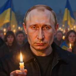 ukrainian people marching to kill vladmir putin, lit by candles, digital painting, artstation, concept art, craig mullins, breathtaking, 8 k resolution, extremely detailed, beautiful, establishing shot, artistic, hyperrealistic, octane render, cinematic lighting, dramatic lighting, masterpiece, light brazen, extremely detailed and beautiful face