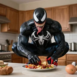venom from spiderman is in his kitchen, he can\'t find anything to eat and is hungry