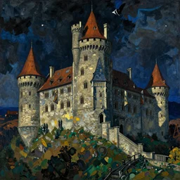medieval castle, by Egon Schiele