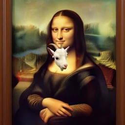 mona lisa with the face of a goat