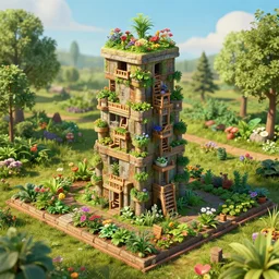 permaculture based Towerdefense, flowers, vegetables plants, unreal engine 5, raytraceing