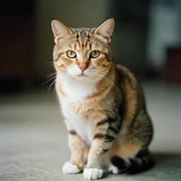 An Award winning photo of a Half Monkey Half cat hybrid, 4K, , cinestill 800, Noctilux 50mm