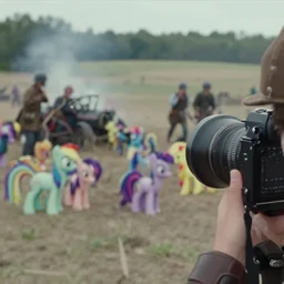 My Little Pony in World War 2 battlefield footage taken on old camera