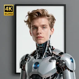 A portrait of Bo Burnham as a cyborg. 4K HD Wallpaper. Premium Prints Available