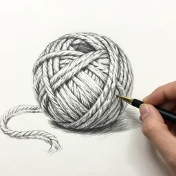 drawing ball of yarn, sketch