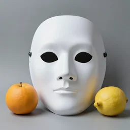 still life of doctor doom's mask, with fruit