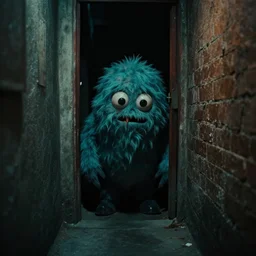 creepy monster hiding in alleyway. found footage.