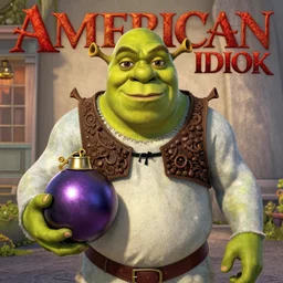 American Idiot album cover but Shrek is holding the bomb