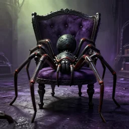 giant spider sitting in chair, tim burton