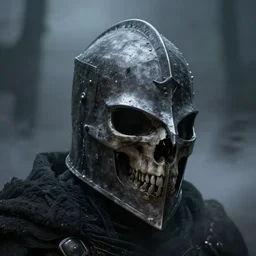 crow skull knight helmet, headshot, closeup, grimdark, fantasy, trench crusade, terrifying, dark, fog, atmospheric cold lighting, dark souls, hyperrealistic, art by sparth