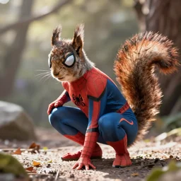 squirrel Spiderman, artstation, hyper realistic octane render