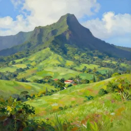 a beautiful landscape of Reunion Island painting by Beeple,trending on artstation