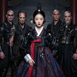 portrait of a beautiful korean princess wearing evil black oily tar by hr giger, greg rutkowski, luis royo and wayne barlowe, 8 k