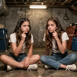 violent fraternal twins in their basement, still from a Disney Channel comedy, 2015 cinematography, VFX by Framestore