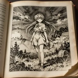 Kirisame marisa, touhou, engraving, old book, etching