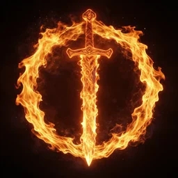 flame, life, sword, fire, hexigon