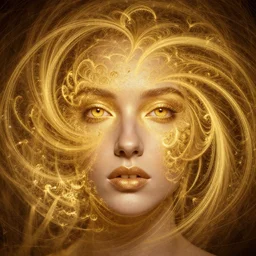golden fractals turning in female face