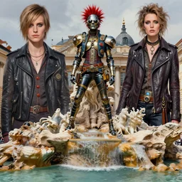 steam punk roman fountain of the four rivers, contemporary collage, highly detailed, digital painting, 4 k, hdr, punk, fashion, smooth, sharp focus, art by nick knight, sandra chevrier and john hoyland