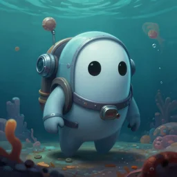evil among us impostor anthropomorphic deep sea diver, tiny, small, short, Space marine, cute and adorable, pretty, beautiful, DnD character art portrait, matte fantasy painting, DeviantArt Artstation, by Jason Felix by Steve Argyle by Tyler Jacobson by Peter Mohrbacher, cinema