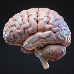3 d close - up iridescent human brain, highly detailed, central composition. by wlop, tooth wu, greg rutkowski, alena aenami, beeple