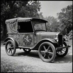a stunning medieval car designed by monks, award - winning documentary photograph, cinestill 8 0 0 t 3 5 mm b & w, heavy grain, high quality, noir, natural textures, photorealistic, ambient occlusion, hd, ultra wide lens, anamorphic