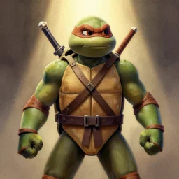 jedi tmnt, illustration, rim light, top light, perfectly shaded, soft painting, epic, intricate, art by krenz cushart and wenjun lin