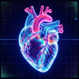 medical heart! tron legacy grid lines pattern, anatomy, microdot pixels, neon glowing, substance painter, medical heart!, tron lines, cybertron, artstation, by greg rutkowski, halo, vaporwave, matrix, by tsutomu nihei, anatomic heart! by artgerm, gurney, alphonse mucha, cgsociety
