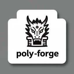 high quality simplified rectangular logo of a medieval stone blacksmith forge shaped like a dragon head looking at viewer, for a company called poly - forge, symmetrical!!!, award winning, art deco!!!!!! by milton glaser