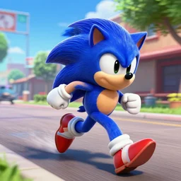Sonic from sonic movie running through texas
