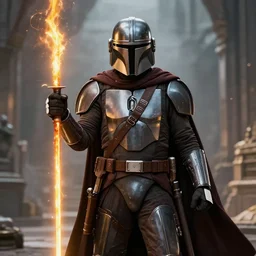 the Mandalorian as a Wizard